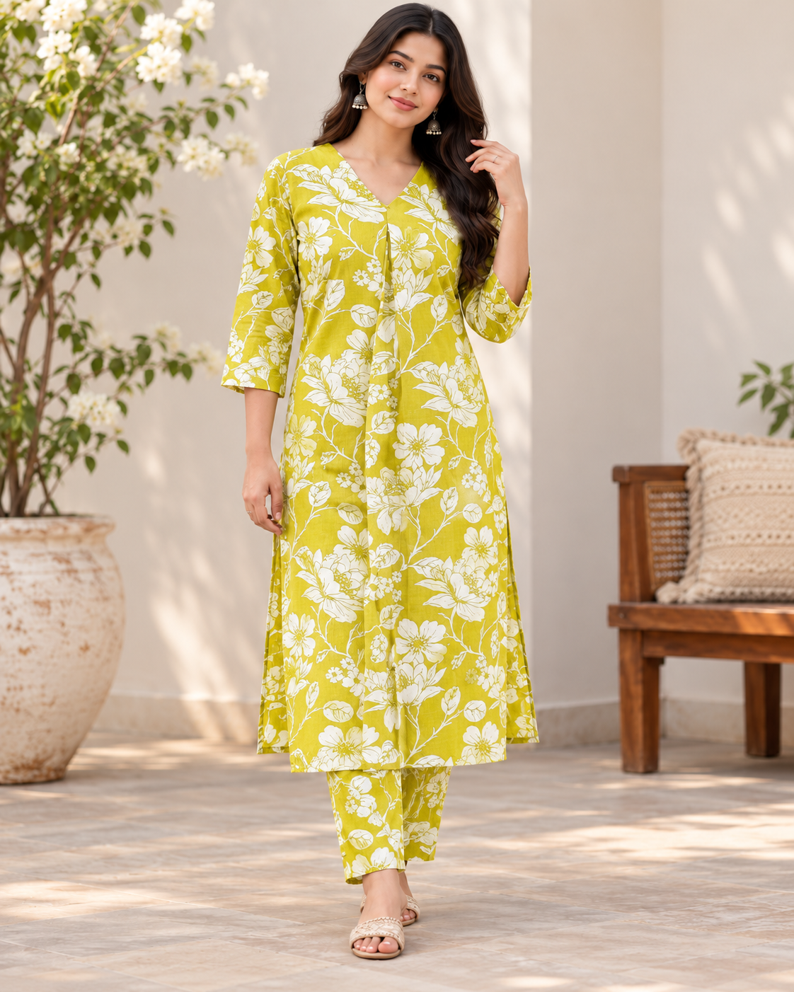 Floral Printed Cord Set-Size XXL