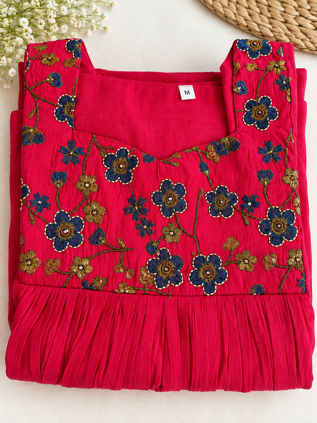 Mul Chanderi 3-Piece Set-Size Medium
