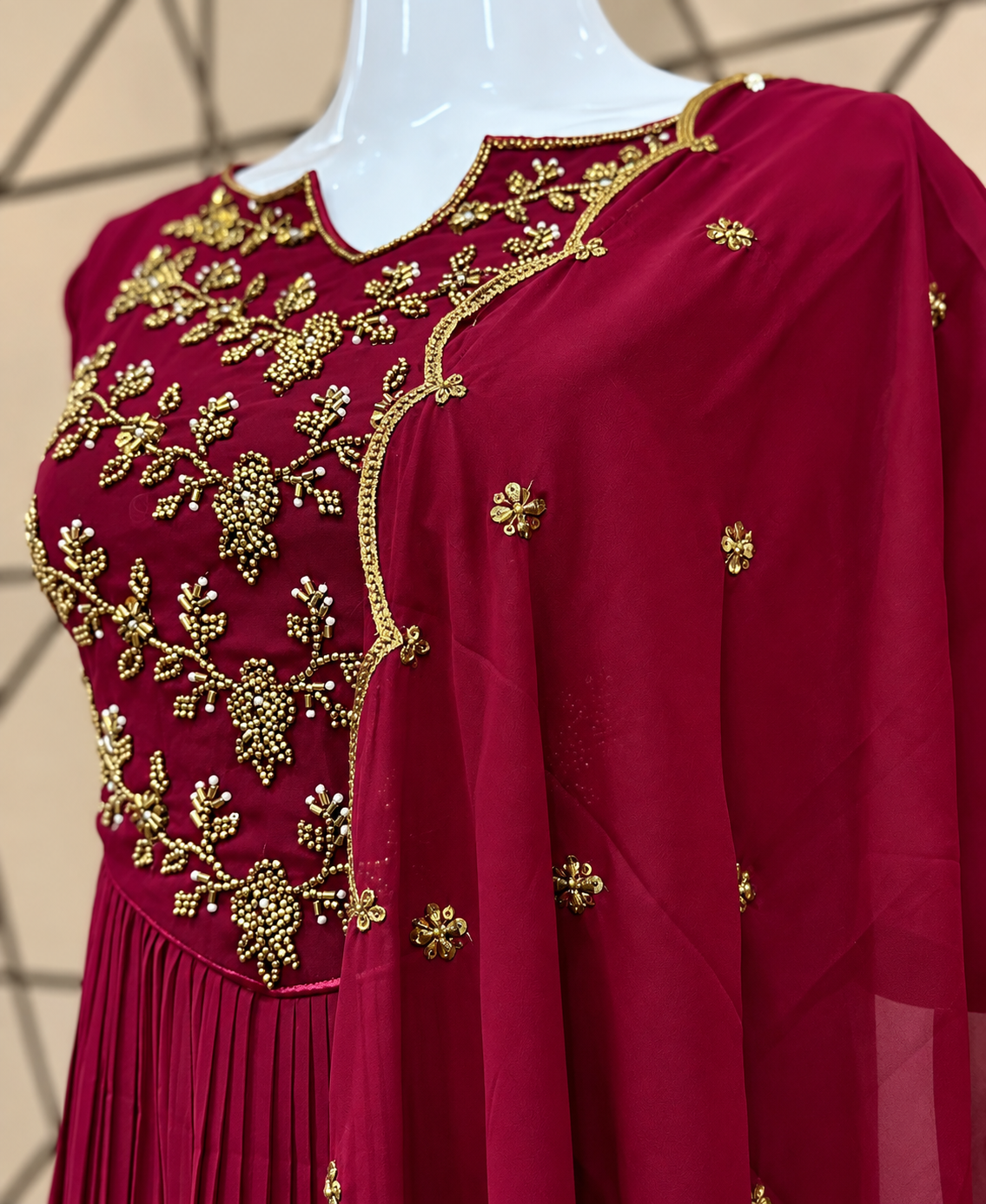 Handwork Georgette Top with Dupatta-Size XL