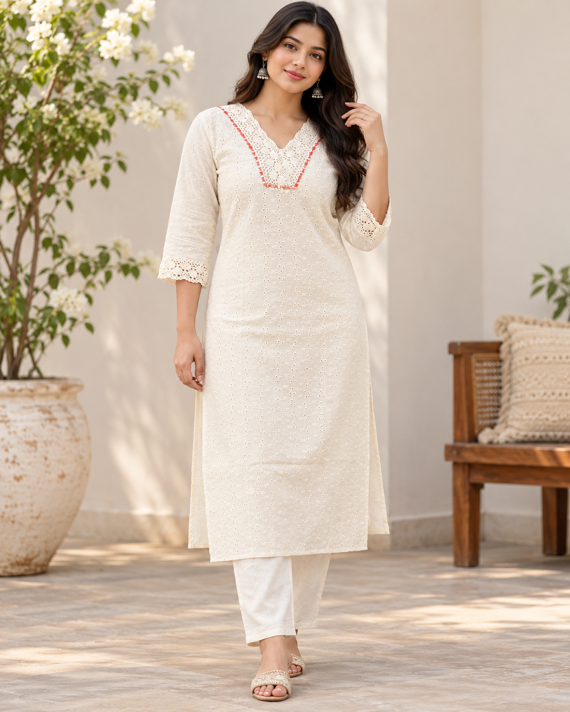 Elegant Cora Cotton Top & Bottom Set- size XXL