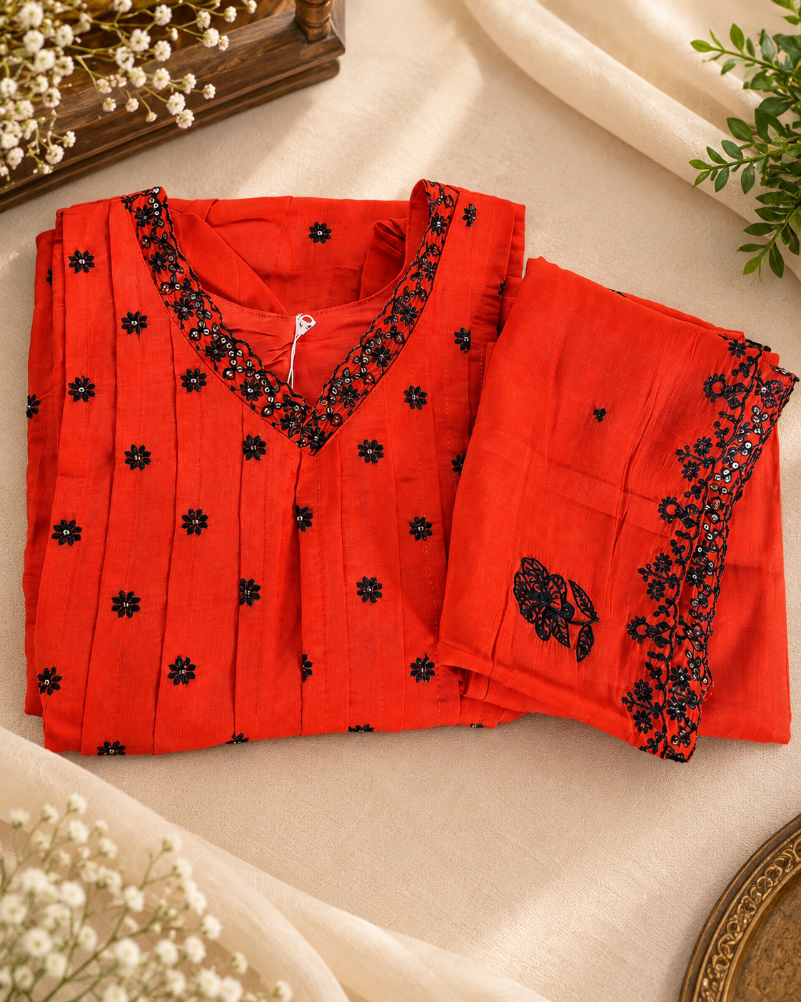 Mul Chanderi Salwar Suit-Size Medium