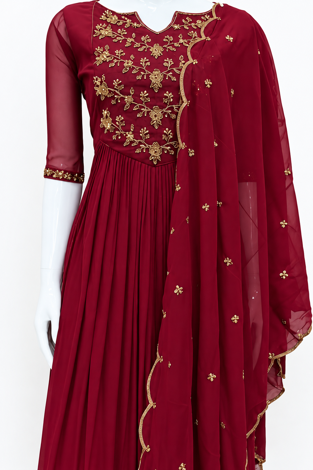 Handwork Georgette Top with Dupatta-Size XL