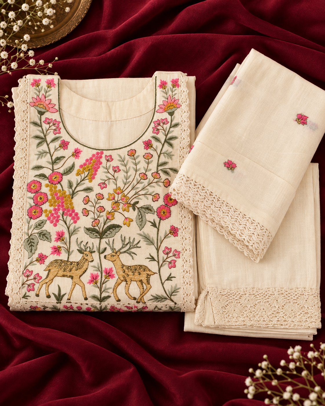 Elegant Embroidered 3-Piece Set-Size Large