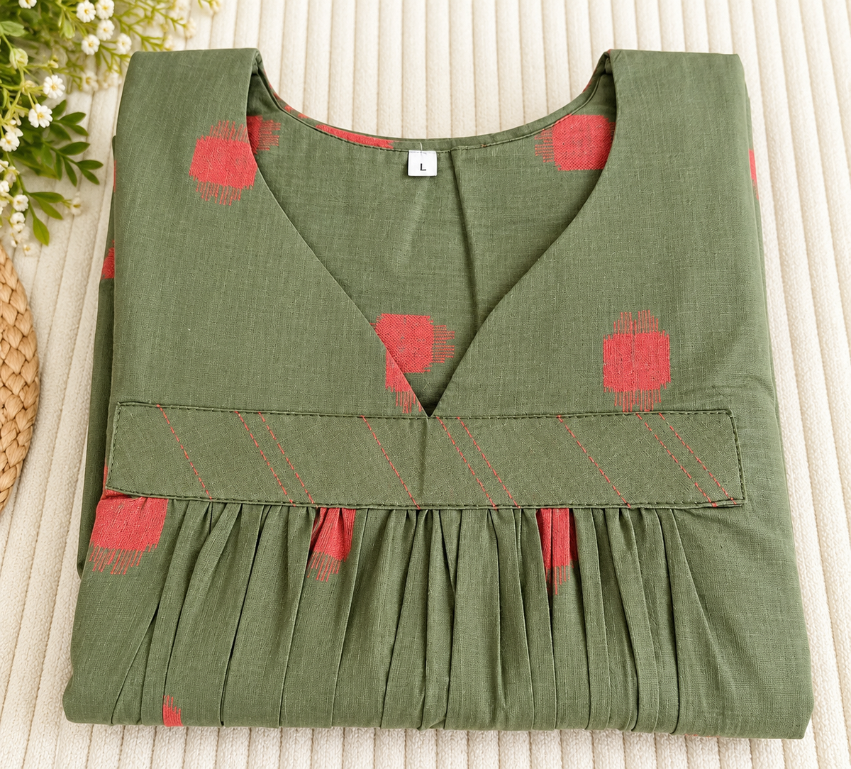 Cotton Co-ord Set – Top & Pant-Size Large