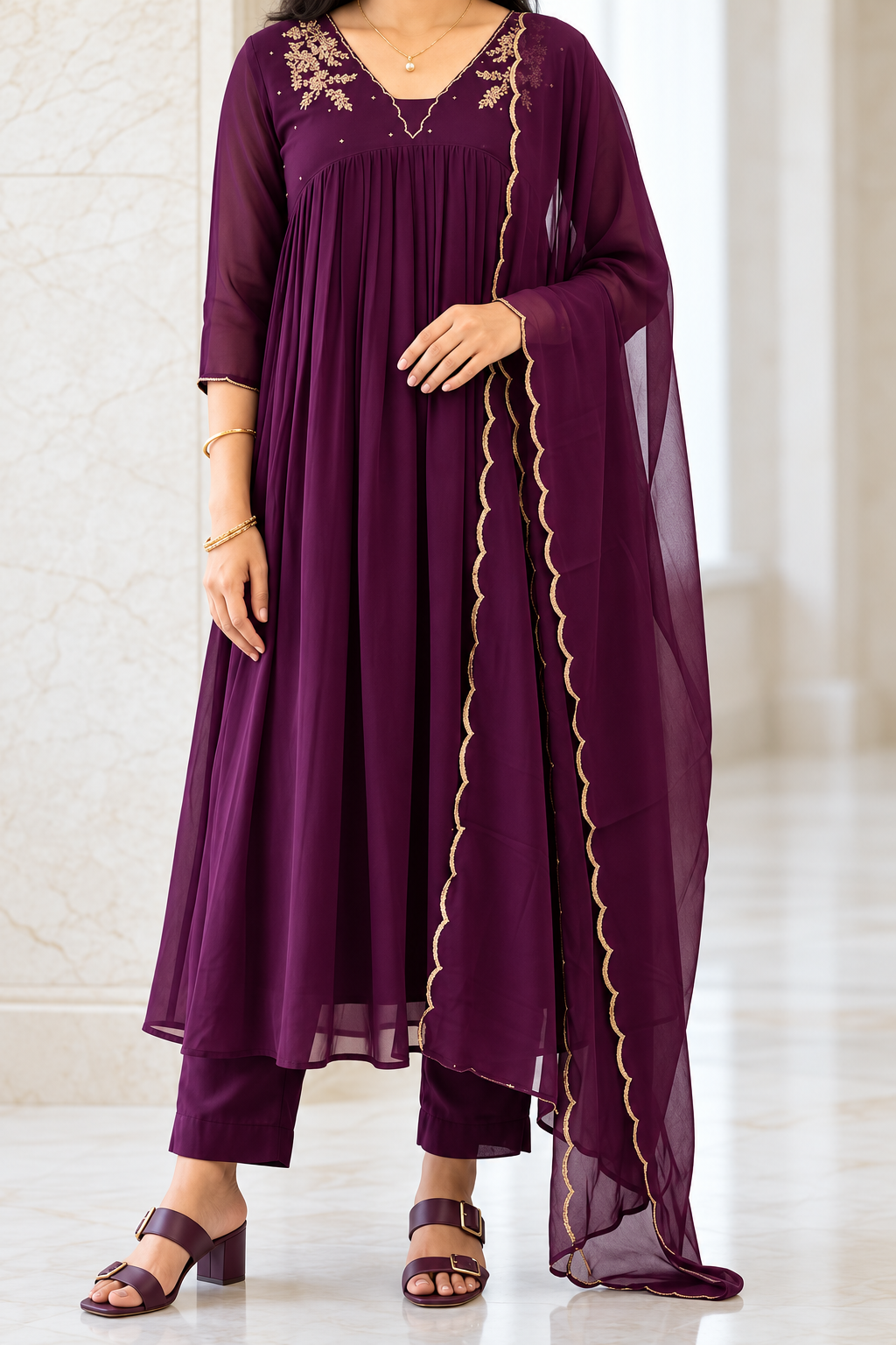 Faux Georgette Salwar Set-Size XXL