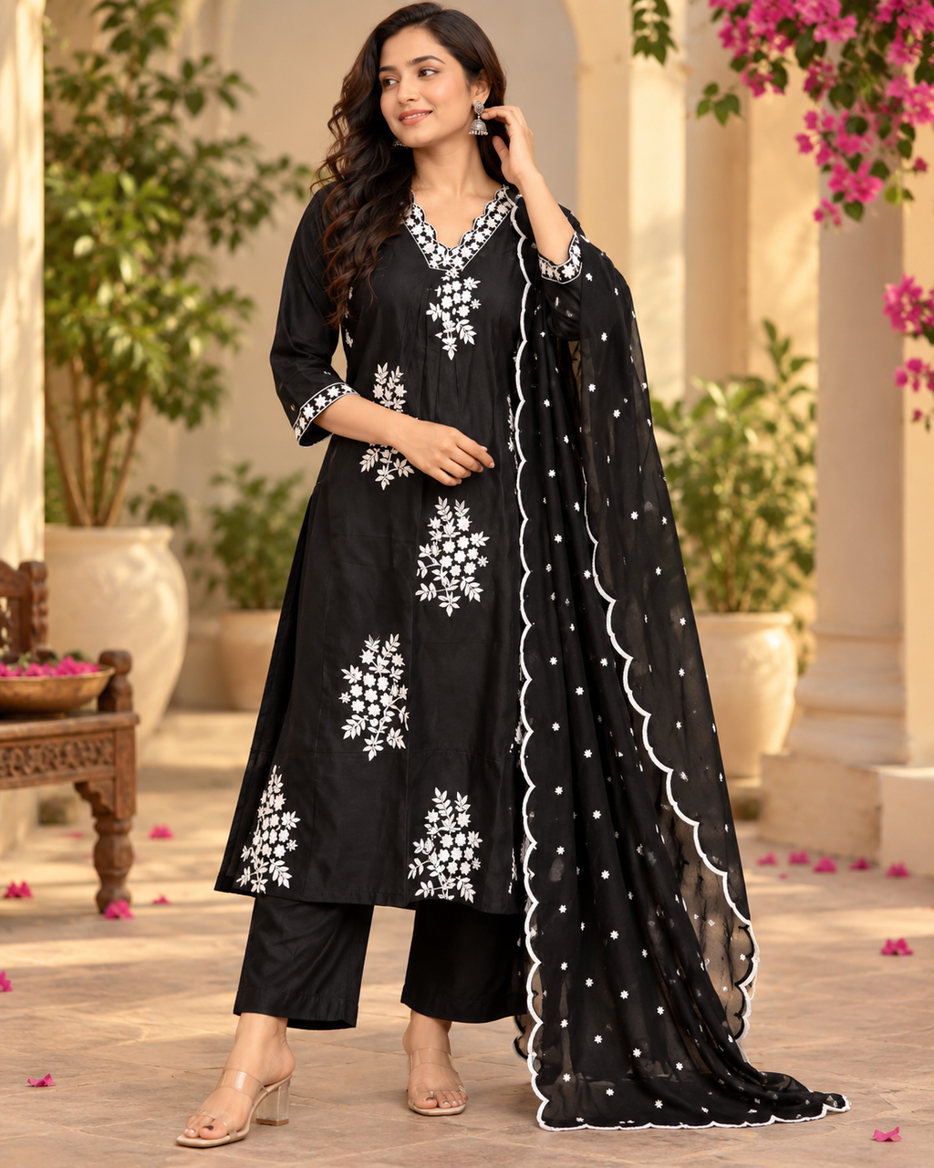 Mul Chanderi Salwar Set-Size Large